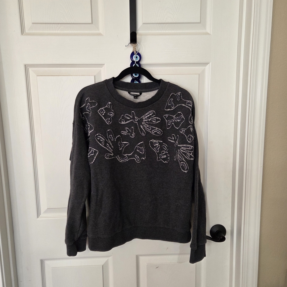 Banana Republic Gray Sweatshirt with White Embroidery